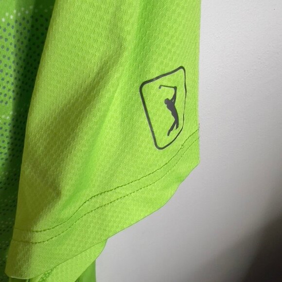 Pga Tour Mens $68 Regular Fit Short Sleeve Golf Polo Shirt Large Green Striped - Picture 6 of 9